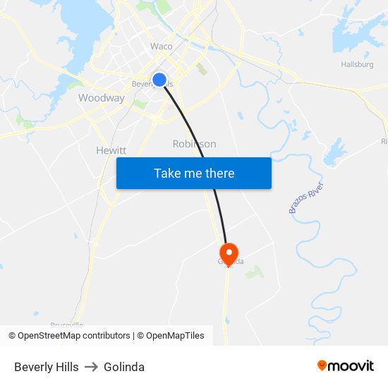 Beverly Hills to Golinda map