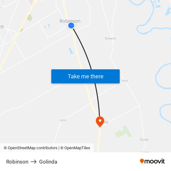 Robinson to Golinda map