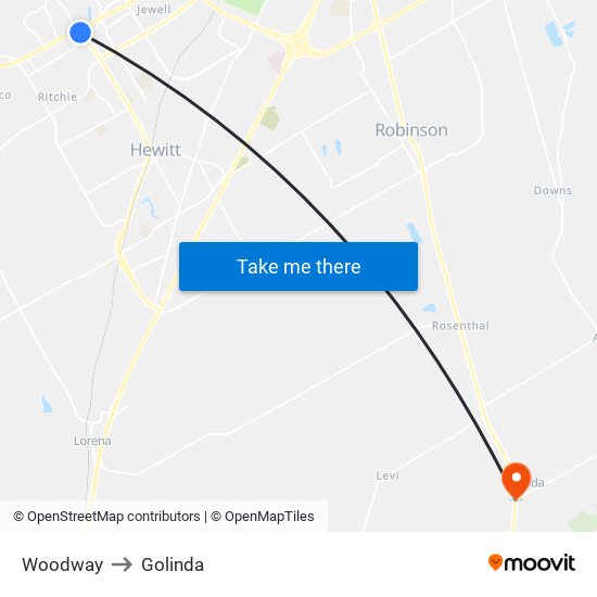 Woodway to Golinda map