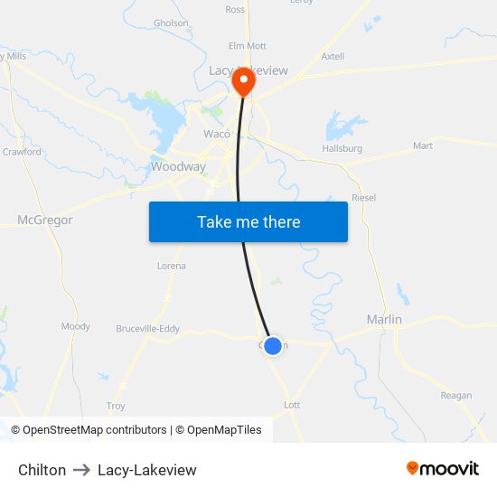 Chilton to Lacy-Lakeview map