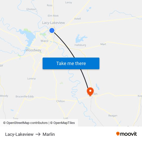 Lacy-Lakeview to Marlin map