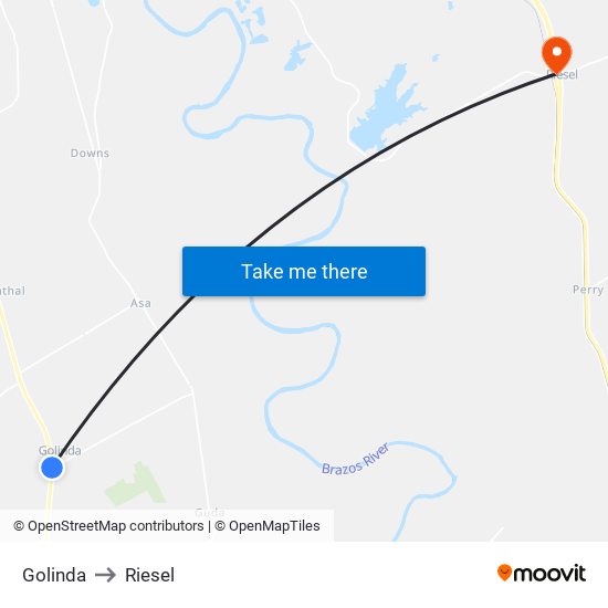 Golinda to Riesel map