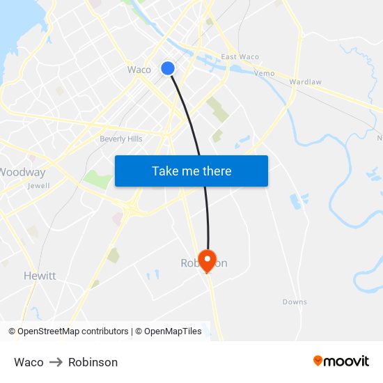 Waco to Robinson map