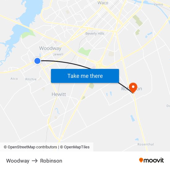 Woodway to Robinson map