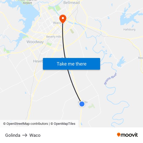 Golinda to Waco map