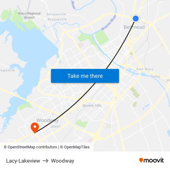 Lacy-Lakeview to Woodway map