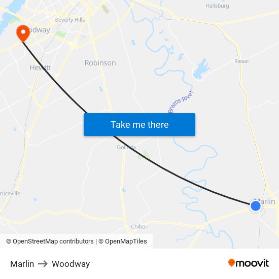 Marlin to Woodway map