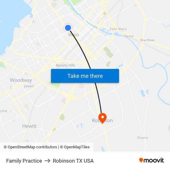 Family Practice to Robinson TX USA map