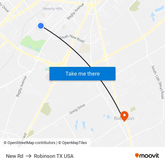 New Rd to Robinson TX USA map