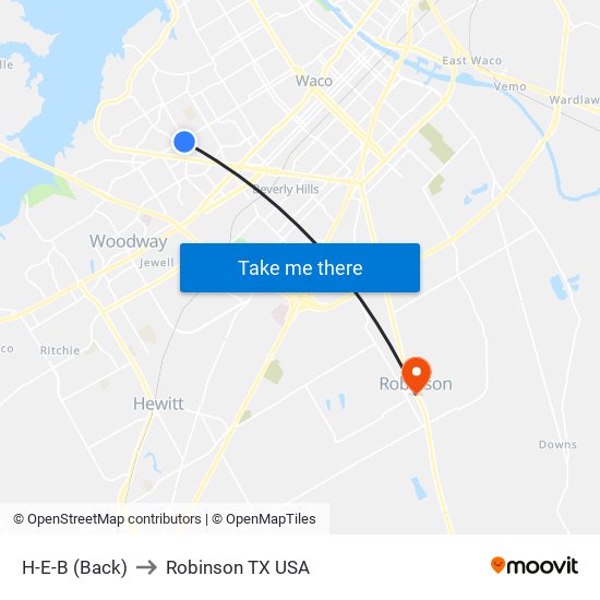 H-E-B (Back) to Robinson TX USA map