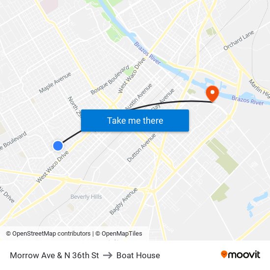 Morrow Ave & N 36th St to Boat House map