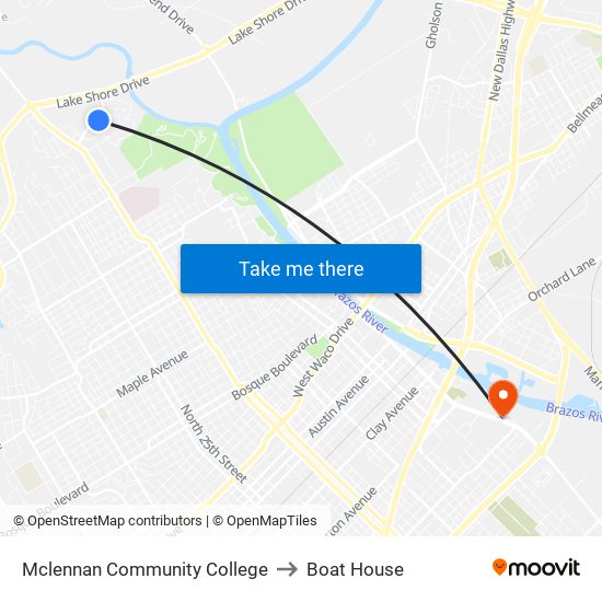 Mclennan Community College to Boat House map