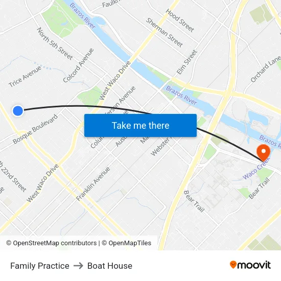 Family Practice to Boat House map