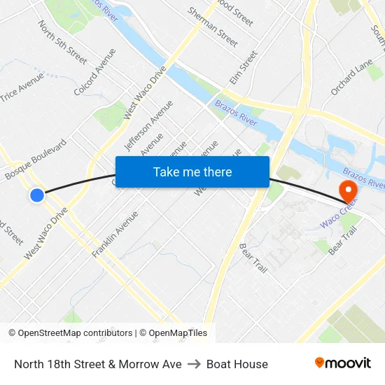 North 18th Street & Morrow Ave to Boat House map