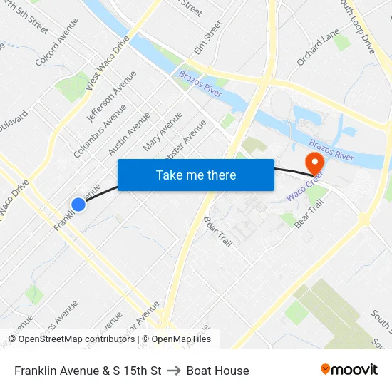 Franklin Avenue & S 15th St to Boat House map