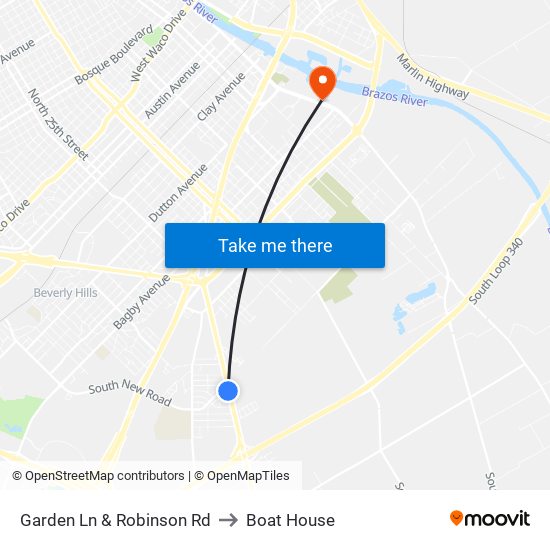 Garden Ln & Robinson Rd to Boat House map
