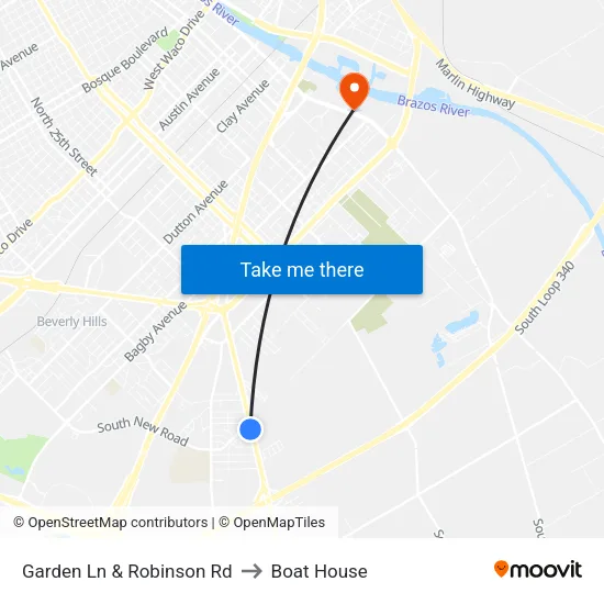 Garden Ln & Robinson Rd to Boat House map