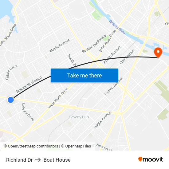Richland Dr to Boat House map