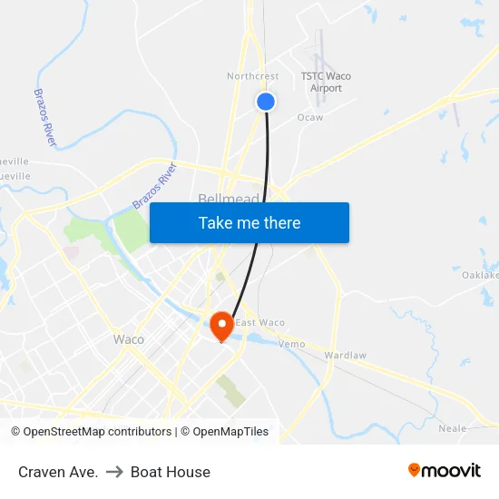 Craven Ave. to Boat House map