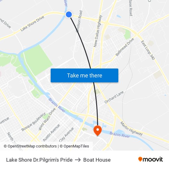 Lake Shore Dr.Pilgrim's Pride to Boat House map