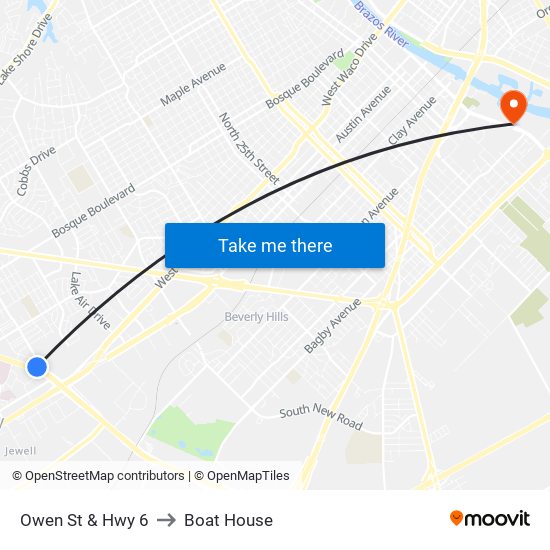 Owen St & Hwy 6 to Boat House map