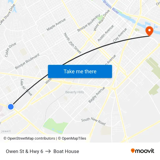 Owen St & Hwy 6 to Boat House map