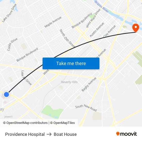 Providence Hospital to Boat House map