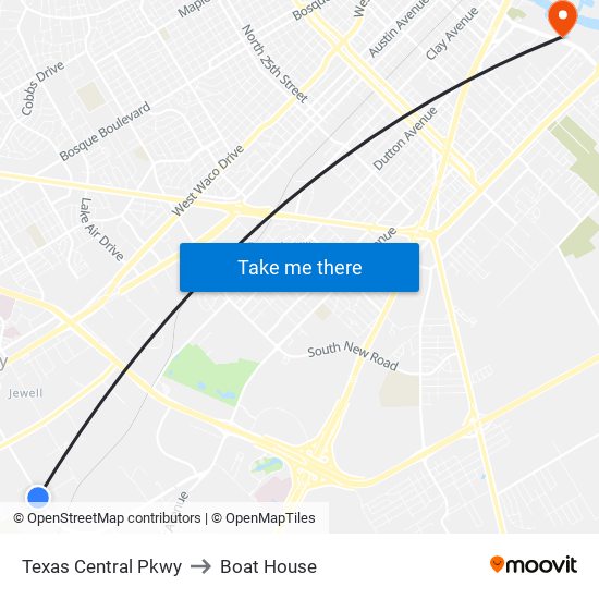 Texas Central Pkwy to Boat House map