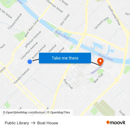 Public Library to Boat House map