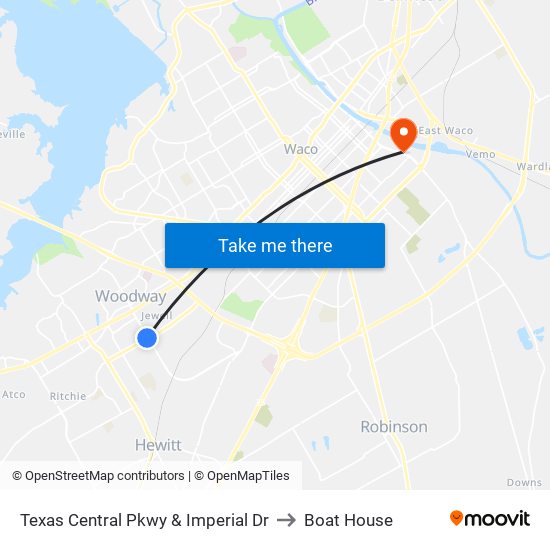 Texas Central Pkwy & Imperial Dr to Boat House map