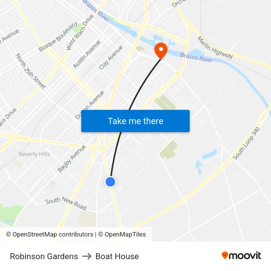 Robinson Gardens to Boat House map