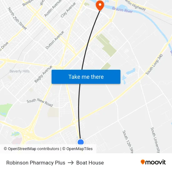 Robinson Pharmacy Plus to Boat House map