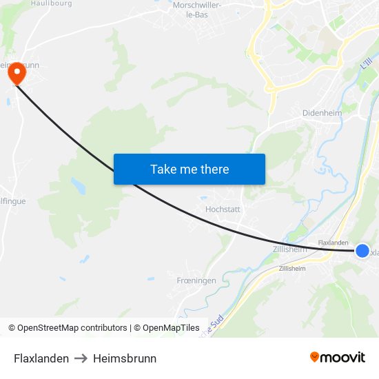 Flaxlanden to Heimsbrunn map