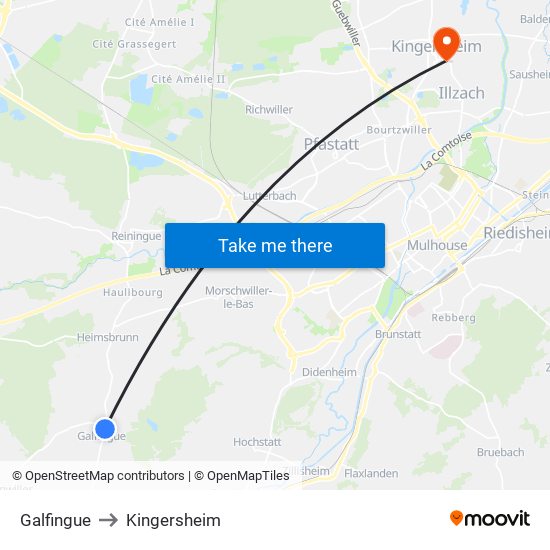Galfingue to Kingersheim map