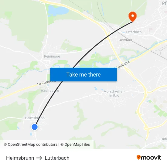 Heimsbrunn to Lutterbach map