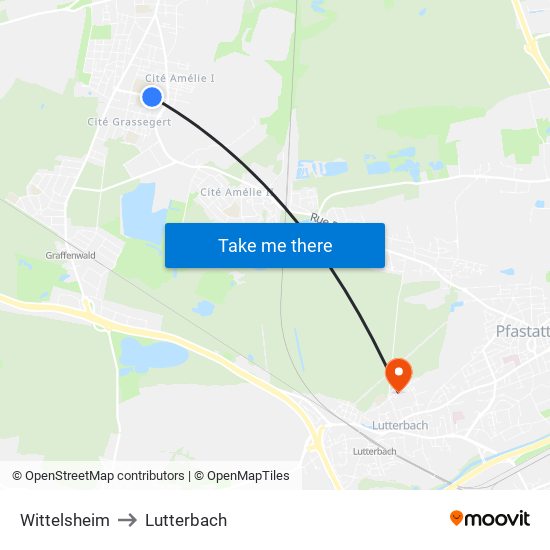 Wittelsheim to Lutterbach map