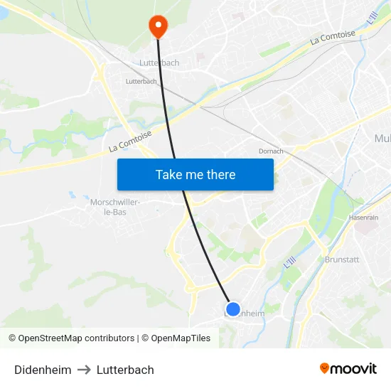 Didenheim to Lutterbach map