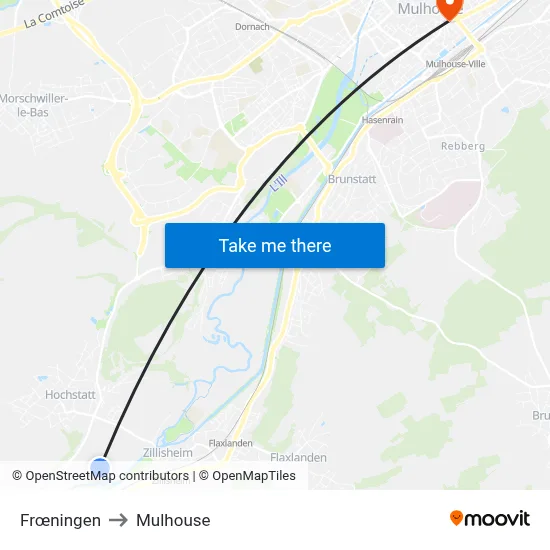 Frœningen to Mulhouse map