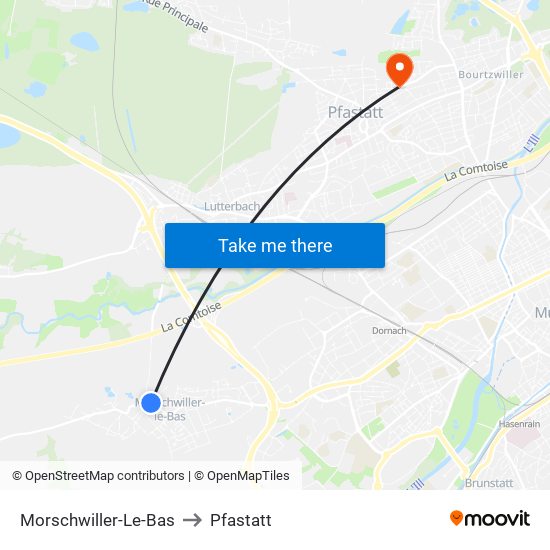 Morschwiller-Le-Bas to Pfastatt map