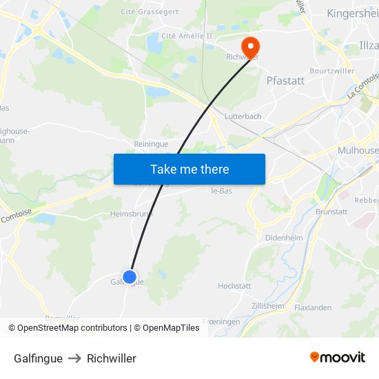 Galfingue to Richwiller map