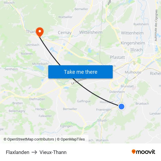 Flaxlanden to Vieux-Thann map