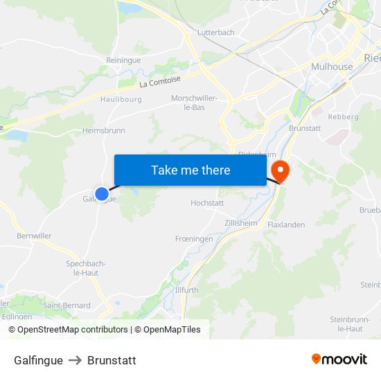 Galfingue to Brunstatt map