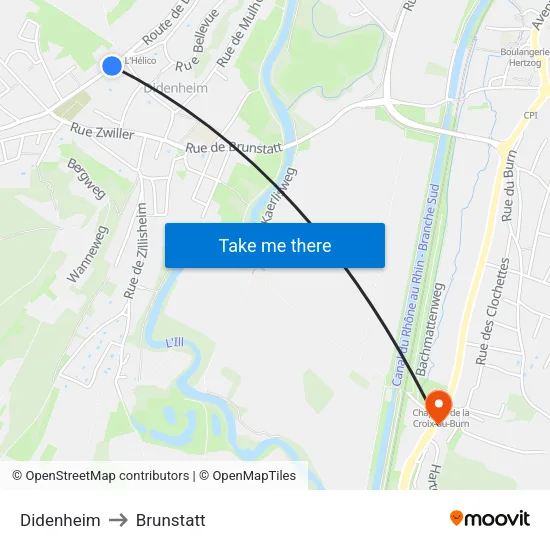 Didenheim to Brunstatt map