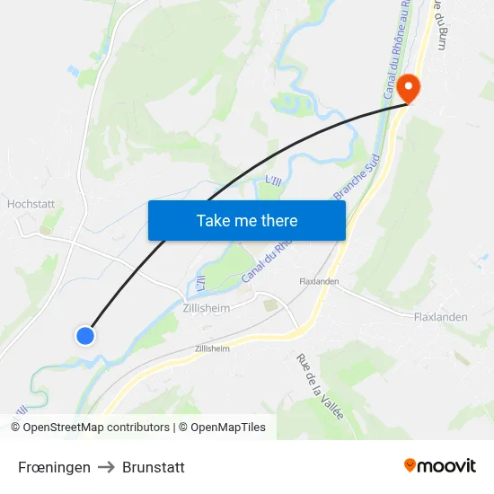 Frœningen to Brunstatt map