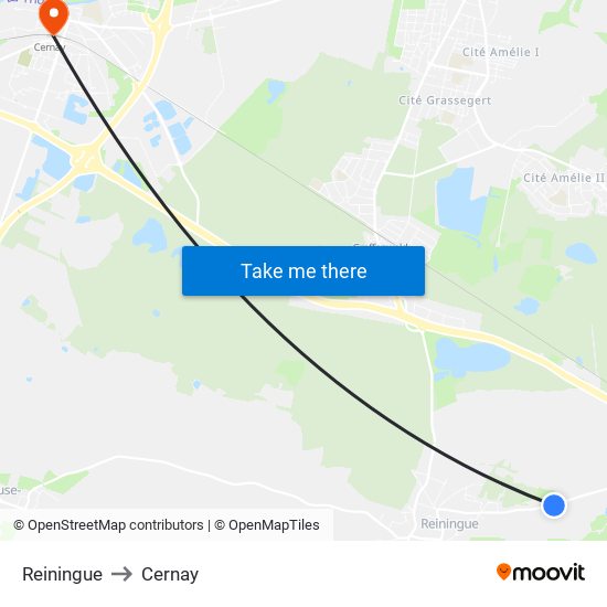 Reiningue to Cernay map