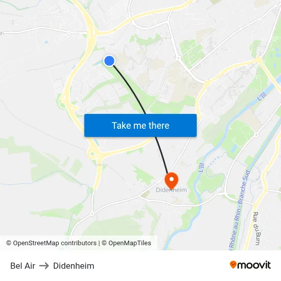 Bel Air to Didenheim map