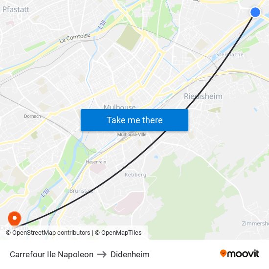 Carrefour Ile Napoleon to Didenheim map