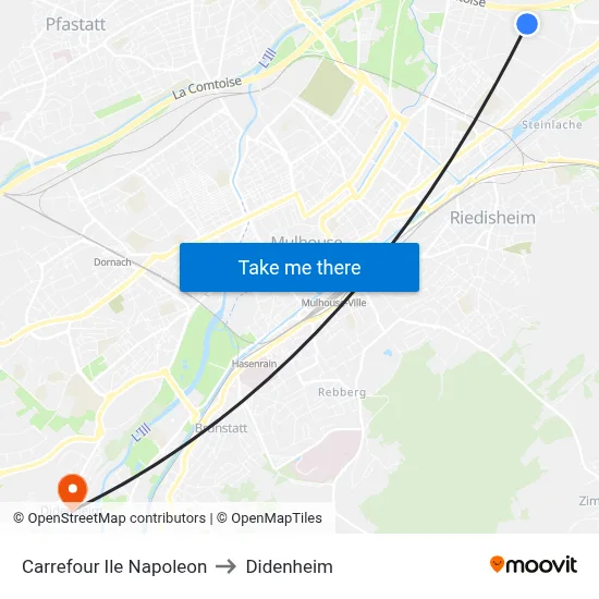Carrefour Ile Napoleon to Didenheim map