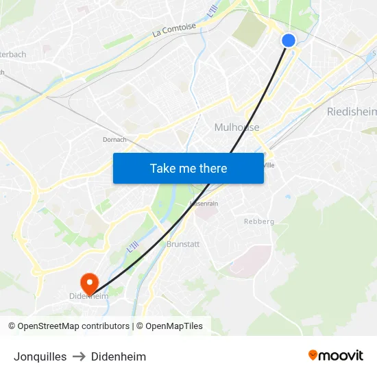 Jonquilles to Didenheim map