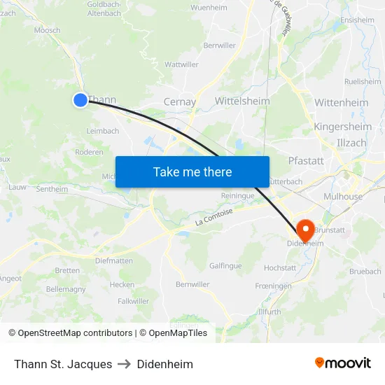 Thann St. Jacques to Didenheim map